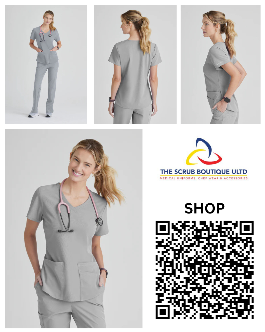 BREEZE 3-POCKET CURVED V-NECK SCRUB TOP